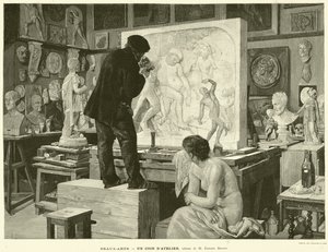 Sztuki piękne, kącik warsztatowy, obraz M Edouard Dantan (grafika) autorstwa French School