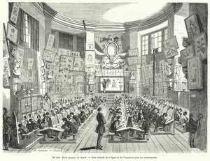 Klasa dla początkujących w bezpłatnej szkole rysunku, Francja (grafika) autorstwa French School