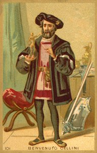 Benvenuto Cellini, włoski artysta (chromolitho) autorstwa French School