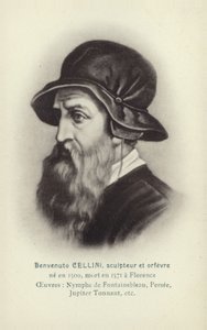 Benvenuto Cellini, włoski rzeźbiarz i złotnik (litografia) autorstwa French School