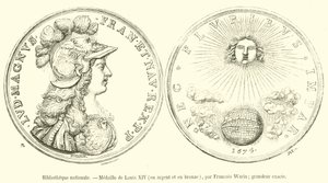 Biblioteka Narodowa, Medal Ludwika XIV, srebro i brąz (grafika) autorstwa French School
