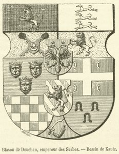 Herb Dushan, cesarza Serbów (rycina) autorstwa French School