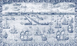Bombardowanie Dunkierki 11 sierpnia 1695 (ceramika) autorstwa French School