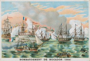 Bombardowanie Mogador w Maroku przez Francuzów, 1844 r. autorstwa French School