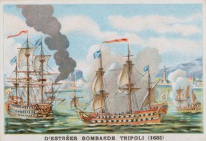 Bombardowanie Trypolisu przez Jana II dEstrees, admirała Francji, 1685 autorstwa French School