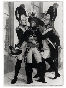 Bonaparte (1769-1821) Chroniony przez dwóch Grenadierów podczas Sesji w St.Cloud, 19 brumaire an 8 (10 listopada 1799), ok. 1800 autorstwa French School