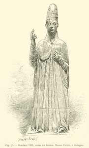 Bonifacy VIII, posągi z brązu, Museo Civico, Bolonia (rycina) autorstwa French School