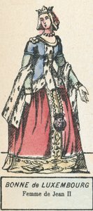Bonne de Luxembourg, Femme de Jean II (kolorowy grawerunek) autorstwa French School