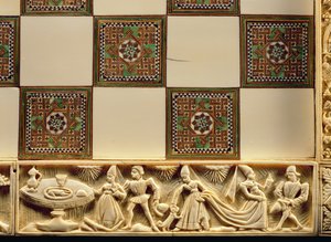Ramka szachownicy przedstawiająca życie dworskie, 1415 autorstwa French School