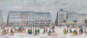 Boulevard Montmartre po stronie południowej i bulwar des Italiens po stronie południowej - Rue Vivienne - Maison Frascati - Rue Richelieu - Cafe Cardinal - Grawerowanie w „Tableau-de-Paris” autorstwa Edmonda Texiera 1852 autorstwa French School