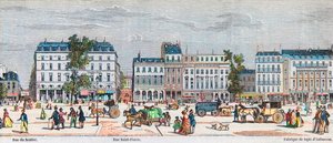 Boulevard Poissonniere strona południowa - Rue du Sentier - Rue Saint Fiacre - Grawerowanie w „Tableau-de-Paris” autorstwa Edmonda Texiera 1852 autorstwa French School