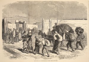 Sprowadzanie warzyw z przedmieść, ilustracja z Cassells History of the War between France and Germany, 1870-1871 autorstwa French School