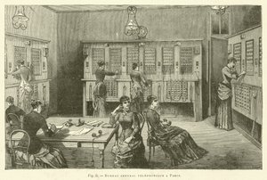 Biuro central telefonicznych a Paris (grawerowanie) autorstwa French School