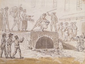 Busto de Marat jogado em um esgoto, 5 de fevereiro de 1795 (aquarela sobre papel)polonês autorstwa French School