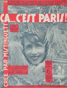 Ca...Cest Paris, okładka Score of Song Mistinguetta, wyd. Editions Salabert w Paryżu, 1926 autorstwa French School