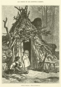 Chatka drwala (rycina) autorstwa French School