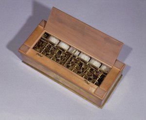 Maszyna licząca wynaleziona przez Blaise Pascal (1623-62) w 1642 (drewno i metal)