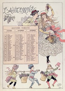 Kalendarz na jesień 1886, ok.1885 autorstwa French School
