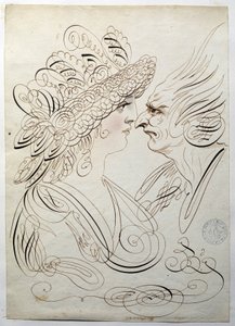 Kaligrafia: portrety profilowe około 1780 roku autorstwa Bernarda de Paris. autorstwa French School