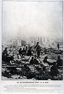 Armaty na Buttes-Montmartre w wigilię 18 marca 1871 (zdjęcie bw) autorstwa French School