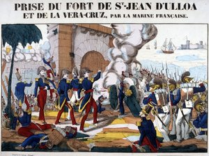 Zdobycie fortu św. Jana z Ulloa i La Vera Cruz w Meksyku w listopadzie 1838 r. Zdjęcie Epinal autorstwa French School