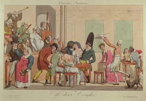 Karykatura Cafe des Aveugles, ok. 1800 autorstwa French School
