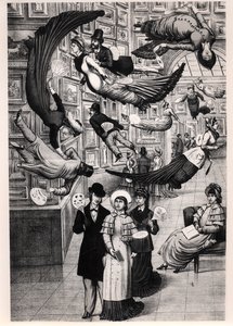 Karykatura zwiedzających Salon Paryski z 1880 r. autorstwa French School