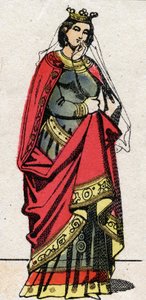 Dynastia Karolingów: Portret Adelajdy Friuli (lub Aelidy, ok. 850-901) Królowej Franków, żony Ludwika II Begi (846-879). Obrazowanie epinal z końca XIX wieku. Prywatna kolekcja. autorstwa French School
