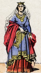 Dynastia Karolingów: Portret Emmy z Francji (894-934), żony Raoula z Francji (w. 890-936). Obrazowanie epinal z końca XIX wieku. Prywatna kolekcja. autorstwa French School