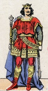 Dynastia Karolingów: Portret Ludwika II Begi (846-879), króla franków od 877 do 879. Obraz epinal z końca XIX wieku. Prywatna kolekcja. autorstwa French School