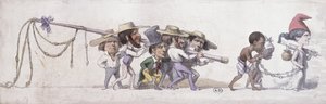 Karykatura przedstawiająca Francję jako handlarza niewolników w jej koloniach, ok. 1845-48 (pióro i atrament oraz akwarela na papierze) autorstwa French School