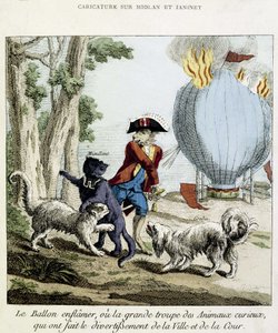 Karykatura o ogniu balonu Miolana i Janinet, 11 lipca autorstwa French School