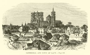 Katedra i miasto Laon autorstwa French School