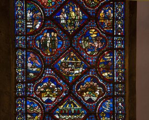 Katedra w chartres, witraże: życie noe, centrum detali autorstwa French School