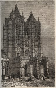Cathedrale Notre-Dame de Noyon w Oise, Pikardia - grawerowanie w „Histoire de France” autorstwa Victora Duruy (1811-1894) - 1882 autorstwa French School