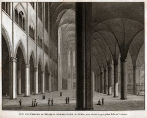 Katedra Notre-Dame de Paris. (grafika, ok. 1850) autorstwa French School