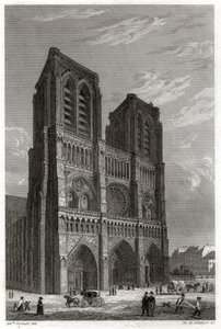 Katedra Notre-Dame de Paris. (grafika, ok. 1850) autorstwa French School