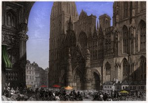 Katedra w Rouen. (grafika, ok. 1850) autorstwa French School