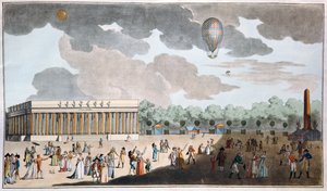 Obchody Dnia Bastylii, 14 lipca na Polach Elizejskich, Paryż w 1801 r. (akwatinta ręcznie kolorowana) autorstwa French School