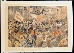 Uroczystości na ulicach Londynu po wiadomości o zawarciu pokoju w Transwalu, maj 1902 (druk) autorstwa French School