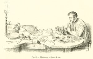 Latarka i lampa gazowa (grawerowanie) autorstwa French School