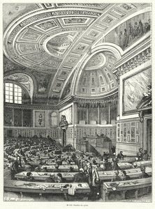 Chambre des Pairs (Izba Parów), wyższa izba parlamentu francuskiego od 1814 r. do jej zniesienia po rewolucji 1848 r. (grafika) autorstwa French School