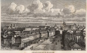Champagne-Ardenne (Champagne Ardenne), Marne (51), Chalons sur Marne (Chalons-sur-Marne) (obecne Chalons en Champagne, Chalons-en-Champagne) - grawerowanie we „France illustrée: geografia, historia, administracja statystyczna” autorstwa V.A. Malt-Brown. 18 autorstwa French School