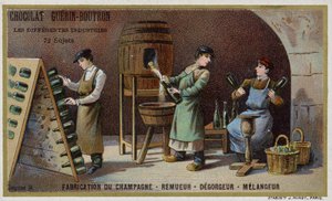Produkcja szampana (chromolitho) autorstwa French School