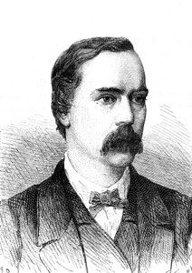 Charles BRIGHT (1832-1888), angielski inżynier, montaż transatlantyckiego kabla telegraficznego. Grawerowanie 1868 autorstwa French School