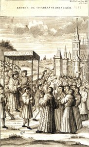 Karol VII wkroczył do Caen w 1450 roku. autorstwa French School