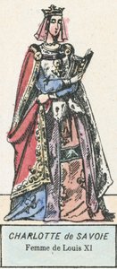 Charlotte Savoy, żona Ludwika XI (kolorowy grawerunek) autorstwa French School