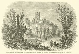 Chateau de Guimaraens, widziany z drogi do Bragi (rycina) autorstwa French School