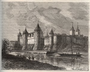Chateau de Josselin - Morbihan en Bretagne - rycina w „La France illustree: geografia, historia, administracja statystyczna” autorstwa V.A. Słodowo-Brązowy. 1884 autorstwa French School