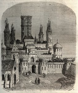 Chateau de Montlhery - fort zamkowy w gminie Montlhery, w starożytnym kraju Hurepoix - grawer w „Histoire de France” Victora Duruy (1811-1894) - 1882 autorstwa French School